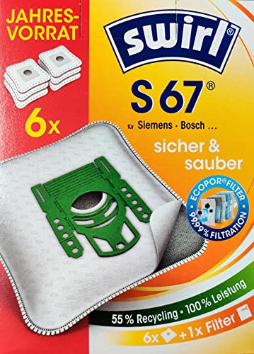 Swirl S67-6er Pack EcoPor Staubsaugerbeutel Vorratspack S67 Jahresvorrat