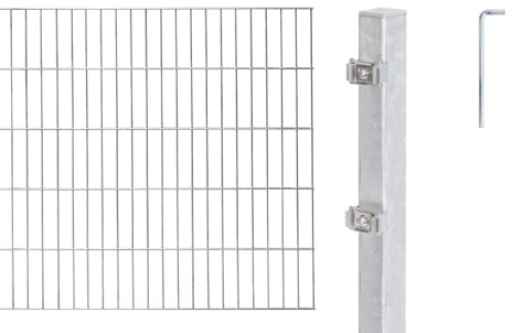 Alberts 653354 Doppelstabmattenzaun als 30 tlg. Zaun-Komplettset | verschiedene Längen und Höhen | feuerverzinkt | Höhe 180 cm | Länge 28 m