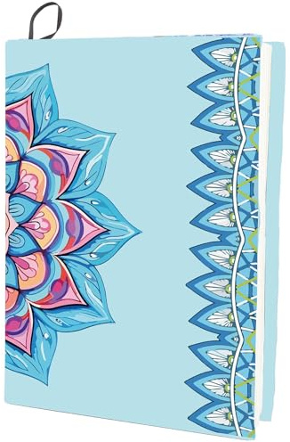 CRASPIRE Copertina per Libro Estensibile A Fiore Floreale Blu Lavabile Riutilizzabile Grande Protezione per Libri in Nylon Avvolgimenti Elastici per Notebook da 9.4x15.7 Pollice Adatto per La Maggior