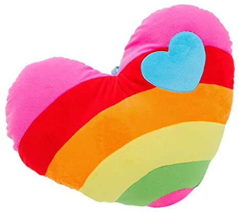 Zerodeko Regenbogen Herz Kissen aus Pp Baumwolle Weiches Plüschherzkissen für Sofa und Stühle Liebevolle Herzkissen Dekoration Zufälliger Stil