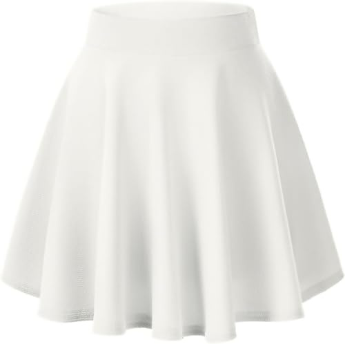 C K CrisKat Falda para Niñas Falda Corta Plisada de Punto para Niñas Faldas Patinador Danza Tenis Disfraz (9-10 Años, Blanco Nieve)