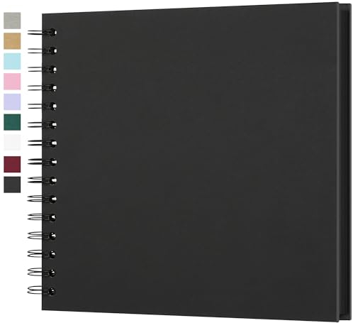 Fotoalbum zum Selbstgestalten, Scrapbook Fotobuch zum Einkleben 21 x 21 cm 40 Seiten, Archivqualität säurefrei DIY Geschenk für Baby, Familie, Jahrestag, Geburtstag, Valentinstag und Hochzeit, Schwarz