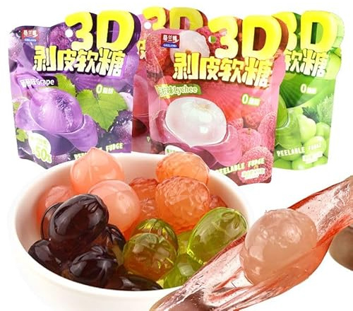 White Peach Peeling Fruit Fudge 70g/bag,grape Litchi Sugar Soft Candy Toffee,50% Juice Content Gummy Candy,sweets Chewy Gumdrop, Desserts,Chinese Snacks，Snack Gifts (Green grape flavor,2bags)