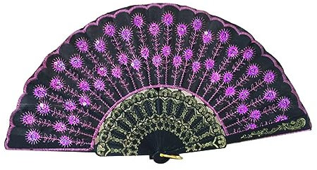 VINTORKY Handgefertigter Pailletten-fächer Stilvolles Accessoire Für Und Bühnenauftritte Und Tragbar Mit Exquisiter Verarbeitung Und Glatten Kanten Für Heiße Sommertage