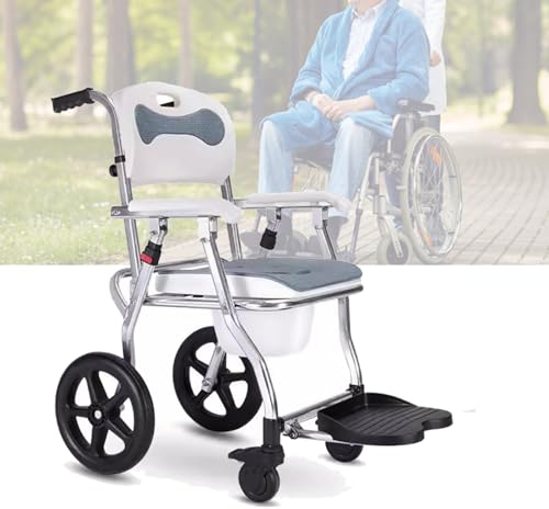 vanenferse Toilettenrollstuhl, rollender Duschrollstuhl für ältere Menschen,Duschstuhl für Senioren Rollen,Toilettenstuhl mit Rollen für Erwachsene, Behinderte und ältere Menschen