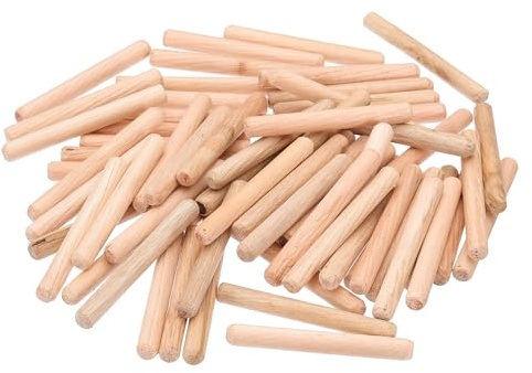 PATIKIL 1/4 Holzdübelstifte, 144 Stück M6x50mm Holzdübelstifte gerillter | Hartholzstifte mit Nut für einfaches Einsetzen in Handwerk, Möbel, Türkunst