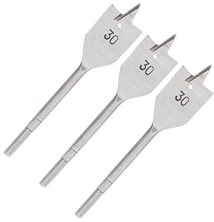 Srliya 3Pcs Flat Wood Drill Bit Set Spade Boring Woodworking High Carbon Steel Drilling Tool 30mm