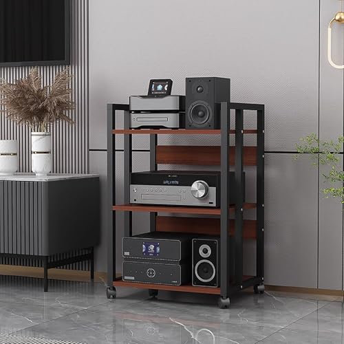 MTSYXYM Audio Rack HiFi Regal 3 Etagen, Eck-Stereo-Ständer für das Wohnzimmer, Regal freistehend für Flur, Plattenspieler-Konsole für Büro, Heim-Desktop (Brown)