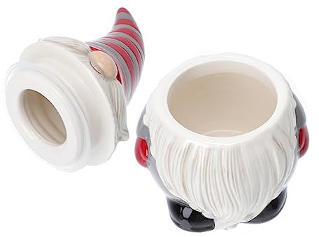 Amosfun Barattolo Ceramica Di Babbo Natale Coperchio, Contenitore Da Tè e Scatola Portaoggetti Natalizia Di Capacità Media, Conservazione Cibo e Regalo Per Festività Di Natale