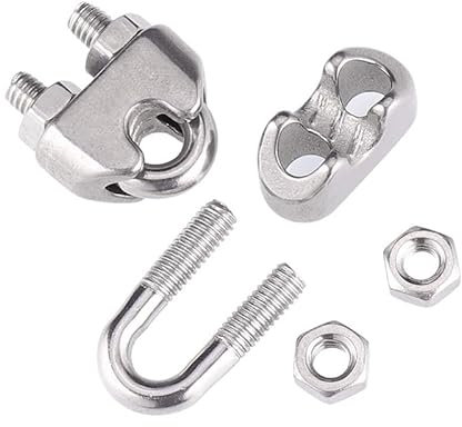 GFDSGRE Drahtseilklemme 304 Edelstahl Spannschloss M5 Draht Seil Spannung Spanner Sieb Und Draht Seil Clips for 1/8 Zoll Kabel Geländer Kit Seilklemme
