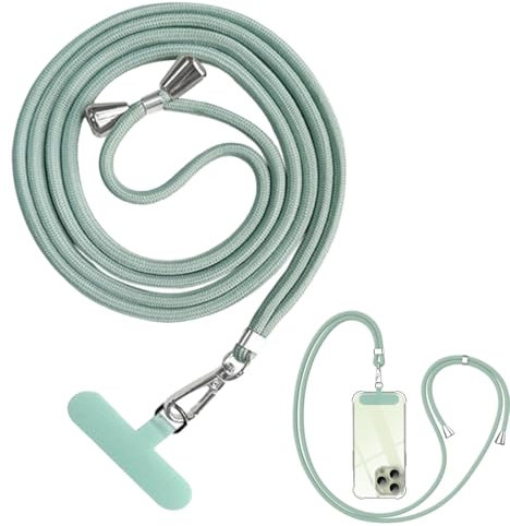 1 ud. cadena universal para móvil verde Matcha para fundas de móvil estándar, cordón para móvil con almohadilla, cordón para móvil, ajustable y extraíble