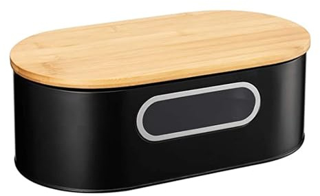 YGMNQAL Panera Panera Vintage Negra con Tabla de Cortar de bambú, contenedor de Almacenamiento, Organizador de Cocina