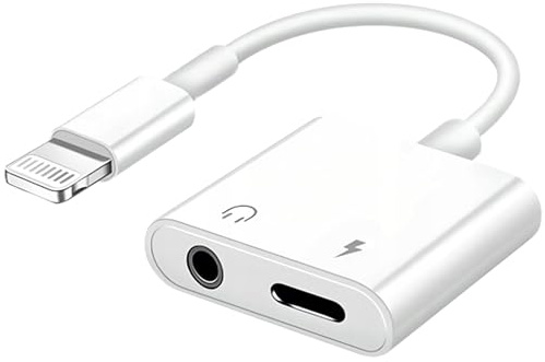 GNUADZ 2 in 1 Lightning to 3.5 mm Jack Adapter,iPhone Headphone Adapter [MFi Certified] Aux Audio Splitter Converter Compatible with iPhone 14 Pro Max/13/12/11/XS/XR/8/7