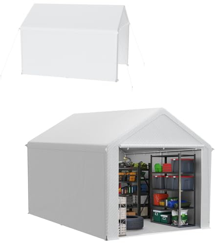 Froadp Lagerzelt 3x4 m – Gerätezelt, Gerätehaus & Zeltgarage in einem – wetterfester Unterstand mit robuster PE-Plane & Stahlrahmen, ideal für Werkzeuge, Paletten, Garten & Baustelle (Weiß)