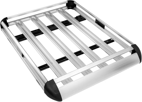 Eu Auto Parts Universal Aluminum Roof Rack Basket Tray – Silver Luggage Cargo Carrier – 127 X 100 Cm – Heavy-Duty Rooftop Storage For Suv, Car, Van, Truck
