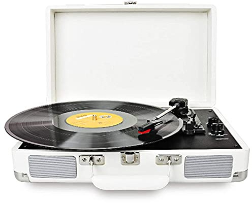 Ryanong Turntable Record Player 3 Speeds Belt Drive with Builtin Stereo Speakers, Supports USB/RCA Output/3.5 Mm Headphone Jack,Suitcase Design