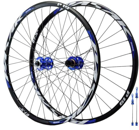 QHYRZE 26 27,5 29 Juego De Ruedas Bicicleta De Montaña Freno De Disco Rueda MTB Ultraligeras Llanta De Aleación De Aluminio 32H Delantera 100mm Trasera 135mm QR, para Cassette 7-12s(Blauw,26'')