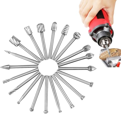 for Dremel Bits, 20 Pcs Hss Burrs Wood Carving Bits with 3mm Shank, for Dremel Accessory suitable Wood Carving, Woodworking, Engraving, Drilling