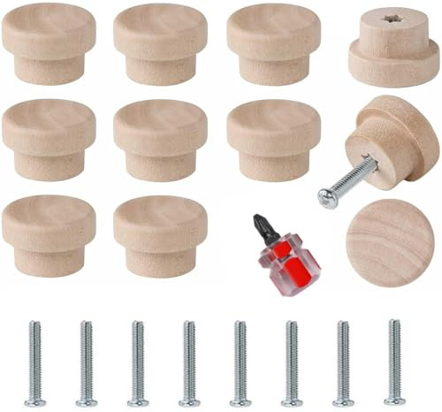 COYUN Möbelknöpfe,8 Stück Holzgriffe für Schränke,Runde Schrankknöpfe, Runde Schrankgriffe, mit Schrauben, für Schranktüren, Schränke, Schubladen und Kleiderschränke