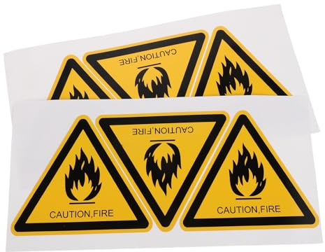 Mikikit Adesivi di Avvertenza di Sicurezza Antincendio 6 Pezzi, Etichette Segnaletica per Magazzino e Attrezzature Industriali, Materiale Segnale Triangolare Luminoso per Posti di Lavoro