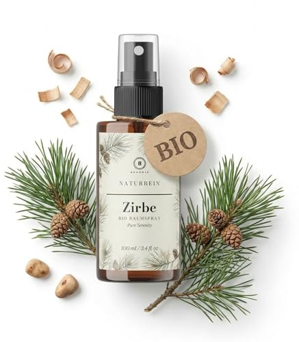 BOHORIA® Zirbe Raumspray 100 ml – Ätherische Öle Zirbenholz Raumduft – Natürliches Air Spray für Schlafzimmer, Wohnzimmer & Kissen – Frischer Alpen Duft