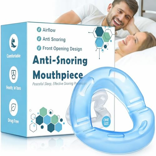 AIOUTGOGO Dispositivo Anti Russamento, Bite Antirussamento con Design Aperto 180°, Riutilizzabile, Pronto all'Uso, Leggero e Confortevole, Supporto per Ridurre il Russare, per Uomo e Donna (Blu Opaco)
