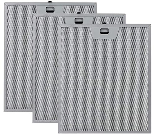 Risveglio Lot de 3 filtres à graisse en aluminium pour hotte de cuisine, 300 x 250 mm, 5 couches en maille métallique, argenté pour pièces de rechange