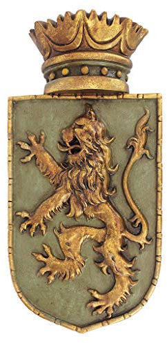 Design Toscano Mittelalterliches Schild Aufgerichteter Löwe, Wandskulptur