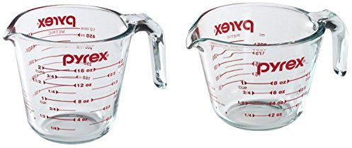 Pyrex, Lot de 2 tasses à mesurer transparentes Rouge
