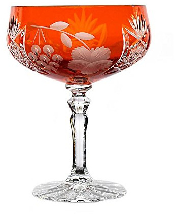Sektschale Cocktailschale Champagnerschale Traube 200 ml Orange Handgeschliffen Kristallglas