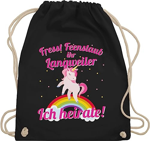 Turnbeutel Rucksack - JGA Junggesellenabschied Frauen - Fresst Feenstaub ihr Langweiler Ich heirate! - Unisize - Schwarz - braut beutel einhorn brauttaschen bachelorette party polterer stoffbeutel