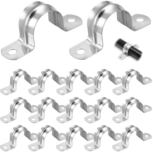 ADNEWX 30 Stk U Rohrschelle, 304 Edelstahl Rohrschellen 20mm Befestigungsschelle für Befestigung von Gasrohre Wasserrohre Kabeln