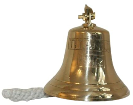 Retro Collections Titanic 6 Inch Brass Bell Wall Mount Bell Beach House décor 1912 Wall Hanging Last Order Bell ~ Ships Bell ~ Wall Hanging Bell Pub ~ School ~ Diner