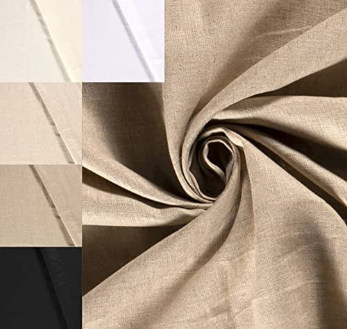Sommerleinen Stoff Meterware - Reinleinen, pure linen - 100% Leinen, reines Leinen - Naturfaser, Naturstoff - Leinenstoff leicht *ab 50 cm, Farbe: 153 natur
