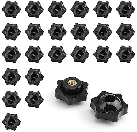 KINHARD Ecrou Papillon M6, 25 Pièces Plastique Bouton Ecrou, Noir Moletée Bouton, Bouton Moleté à Filetage pour Machines Outils, Appareils Mécaniques, Appareils Électroniques
