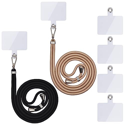 Linkbro Handykette Universal, Handy Lanyard, Universelles Handy um den Hals hängend mit Pad Handy Lanyard, verstellbar und abnehmbar. (2Helles Schwarz+Gold)