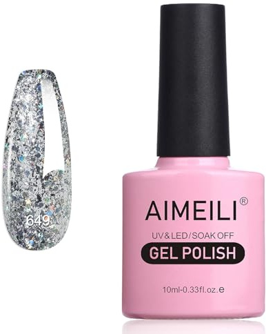 AIMEILI Glitzer Gel Nagellack UV LED Soak Off Gel Nagellack Mit Glitzerpartikel Sparkle Gel Nail Polish UV Gel Nagellack Luminous 10ml - 649