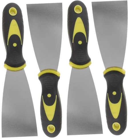 Toddmomy Lot De 4 Spatules à Peinture Inox Manche Bicolore, Grattoirs En Métal 5 Cm, Outil De Réparation Murale Pour Enduit, Peinture Et Papier Peint, Usage Maison Et Rénovation