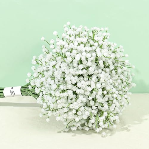 DEEMEI Konstgjorda bebisar, andedräkt, blommor, konstgjord Gypsophila vita falska blommor, buketter, verklig touch för arrangemang, bröllop, heminredning, bordsfest, gör-det-själv krans 6 st, vit