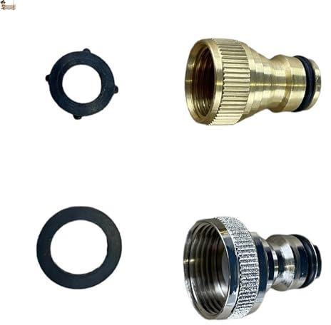 BricoLoco.com Adaptador conector para manguera a grifo con racor rápido. Pack 2 uds. Uno de 1/2” y otro de 3/4”. Conector para grifos jardín, lavabo, cocina, con estas roscas (Pack 1/2 + 3/4)