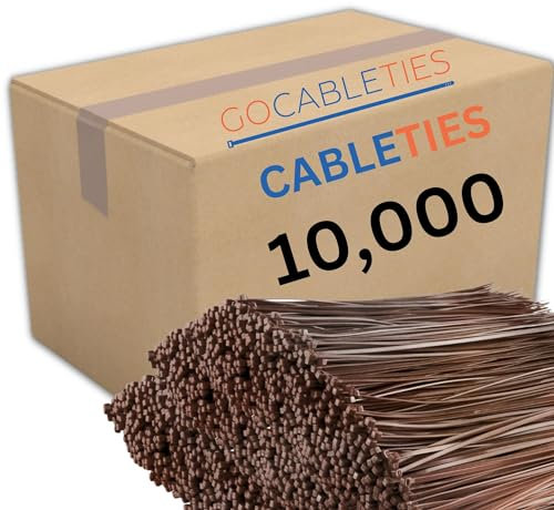 Gocableties Fascette fermacavi, in marrone, 300 mm x 3.6 mm, confezione da 10000, fascette stringicavo in nylon, in plastica, multiuso, meccanismo autobloccante sicuro, giardino, ufficio e fai da te