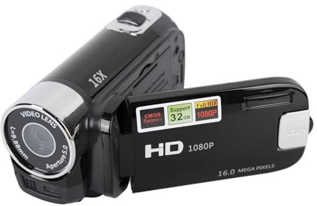 Brrnoo Caméscope Vidéo Portable 4K 48MP, Enregistreur Caméra Vlogging, écran TFT Rotatif, Zoom Numérique 16x, Câble USB Inclus