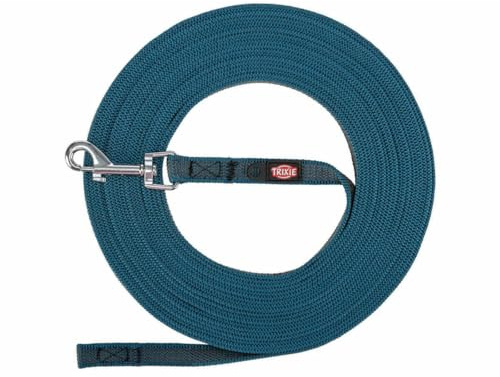 Trixie - Trixie Hundeleine Schleppleine mit Gummi Anti-Rutsch Petrol blau