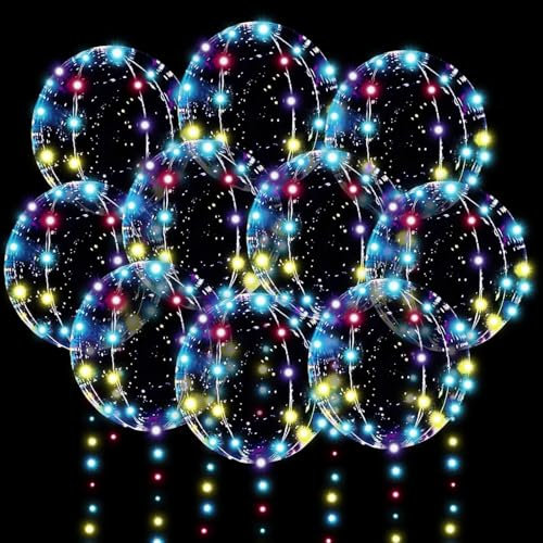 Globos LED 10 Piezas con Luces Transparentes y Luminosos para Fiesta y Cumpleaños