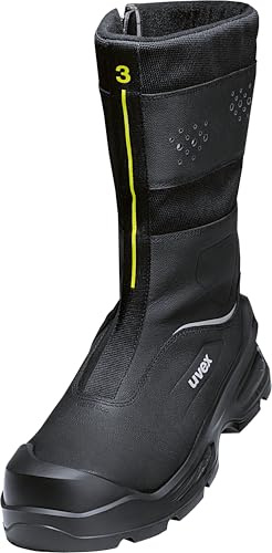 Uvex Lot de 3 bottes d'hiver à fermeture éclair S3L FO CI SC SR - Chaussures de sécurité - Bottes de sécurité - Imperméables - Largeur 11, Noir , 44 EU