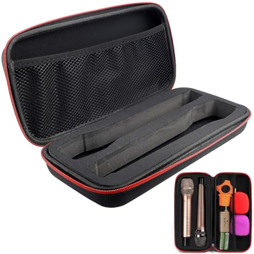 LNQ LUNIQI 1 Stück Mikrofon Case Tasche Tragbare Mikrofonhülle Mikrofontaschen Mikrofongehäuse Kabelloses Doppelmikrofon Aufbewahrungsbox Stoßfest Sturzsicher Tragetasche mit Reißverschluss, Schwarz