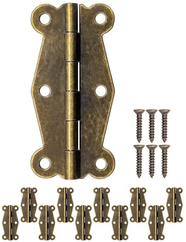 FUXXER® Antike Mini-Scharniere, Metall-Scharniere, Vintage Design, 48x24 mm, 10er Set