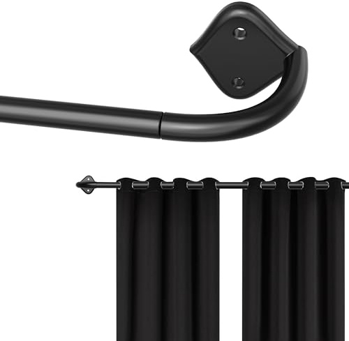Gardinenstange Schwarz Deckenmontage 73 bis 145 cm, 16mm Edelstahl Vorhangstange für Verdunkelungsvorhänge