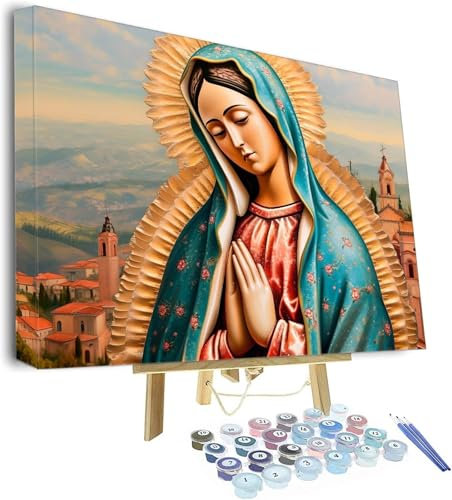 Malen Nach Zahlen Erwachsene Unsere Liebe Frau Malen Nach Zahlen Kinder, Paint by Numbers Göttin Knitterfreie Leinwand Bilder, diy GemäLde Kit mit Pinsel und Acrylfarbe für Wanddeko 100x70cm P-899
