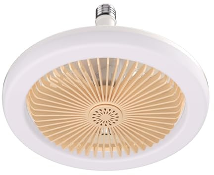 Ceiling Lamp – Light Bulb Fan | Dimmable Lighting Fixture | Strong Power Wind Silent, Mini Led Ceilings Cooling for Bedroom, Reversible Remote